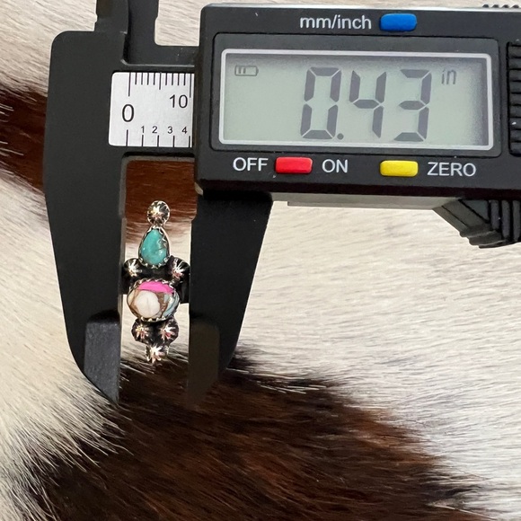 ❤️ Cotton Candy Dahlia Kingman Turquoise Sterling Silver Navajo Adjustable Ring - Picture 11 of 14